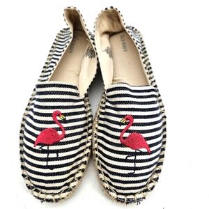 Old Navy Flamingo Chambray Stripe Canvas Espaddilles Womens Size 8 Nwot